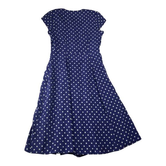 J. Peterman women's size 10 medium silk blue polka dot button up dress - Picture 2 of 12